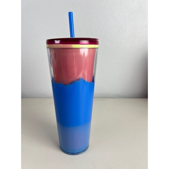 Starbucks 2023 Spring Straw Topper Blue Wave Color Changing Tumbler 24 oz Cup - Picture 3 of 10